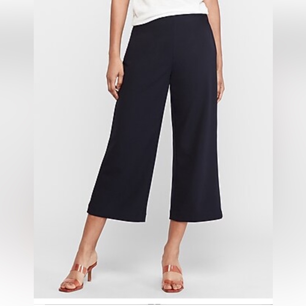 High Waisted Cropped Black Trouser Pant